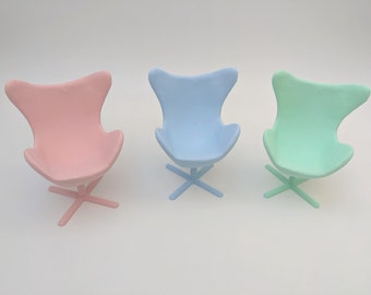 Retro Egg Chair | 1/6 Scale Blythe BJD Doll | 20x Colours! | Miniature Furniture Accessory Prop Diorama Scenery