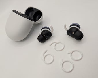 Google Pixel Buds Pro 2 and 2a Series Wingtips, 3 Pairs Flexible TPU Case Friendly Ear Hooks, S M L Anti Drop Grips, Black or White