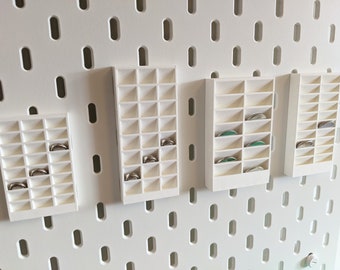 Battery Holders for Ikea Skadis | Various Colours | Fits CR2032 CR2450 LR44 Lr54 Batteries | Peg Board Accessories Storage for Various Items