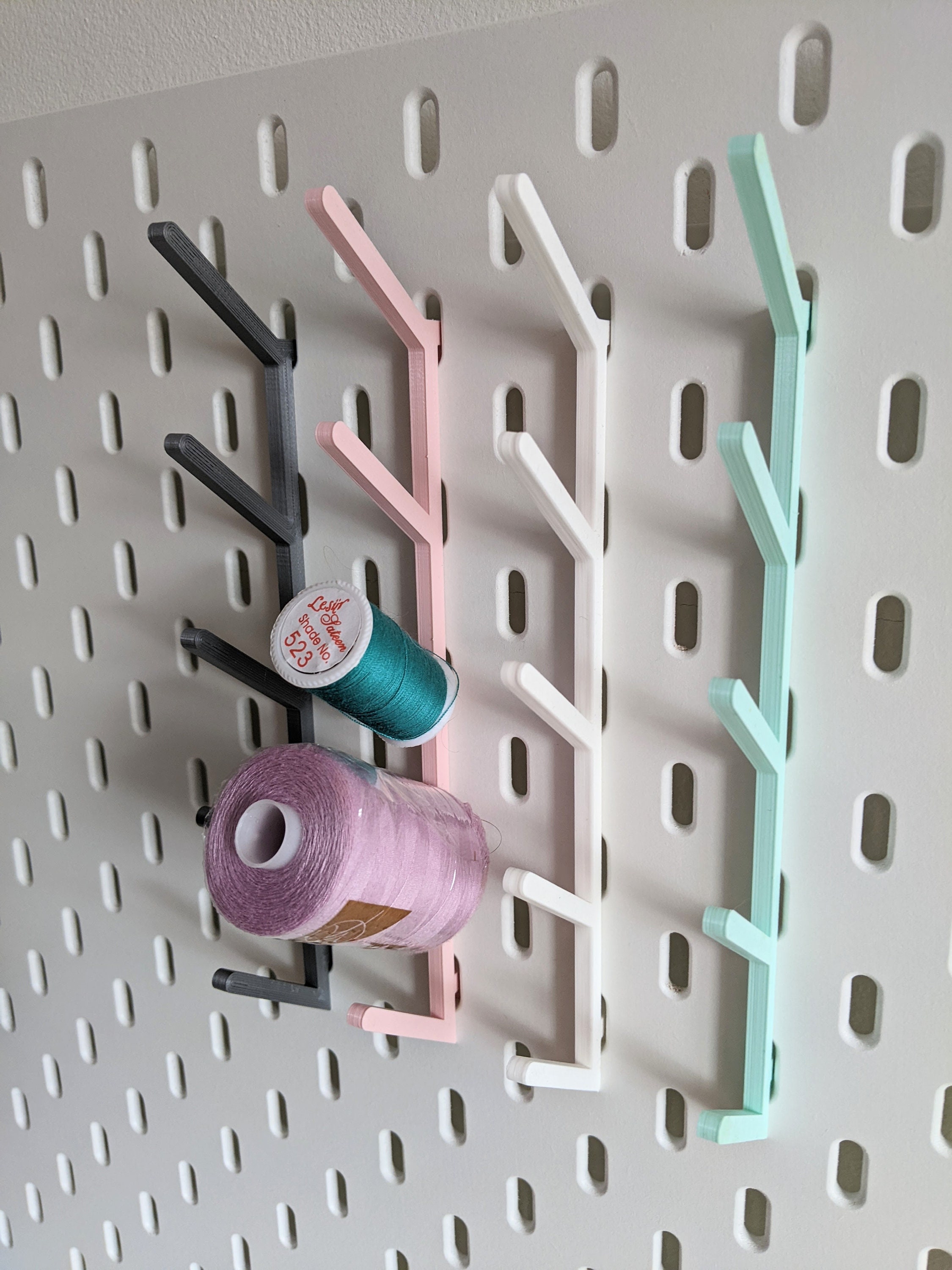 Thread Holder for Ikea Skadis | Various Colours | Peg Board Bobbin Sewing Threading Needle Accessories | Scissors Tools Bracket Arm Hook UK