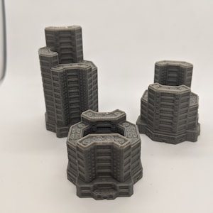 3x Sci-fi Themed Building Structures | 28mm 1/56 20mm 1/76 1/100 Scale Miniature | RPG Tabletop Wargames Model Scenery Terrain