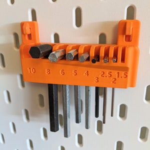 Hex Allen Key Holder for Ikea Skadis | Various Colours | Peg Board Accessories for Various Items | Storage Container Box