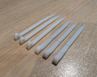 6x Pack Replacement Toothpicks Compatible with Victorinox Swiss Army Knives, 3x 50mm and 3x 45mm Spares in White PETG