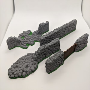 Stone Wall Fence Pack | 28mm 1/56 Scale Miniature DnD Bolt Action | Tabletop Wargames | Paintable Model Scenery Terrain Scatter