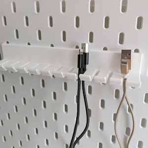 Cable Holder for Ikea Skadis | Various Colours | Peg Board Accessories for Various Items | Storage Container Box Scissors Tools Tidy Holder
