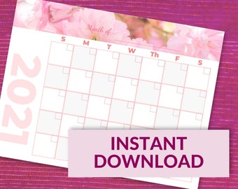 Floral Undated Printable Calendar 2021