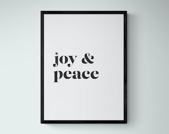 Joy and Peace printable art, Holiday wall decor, Digital print, Digital download, home decor sign, holiday sign