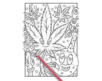 Weed Coloring Page Etsy