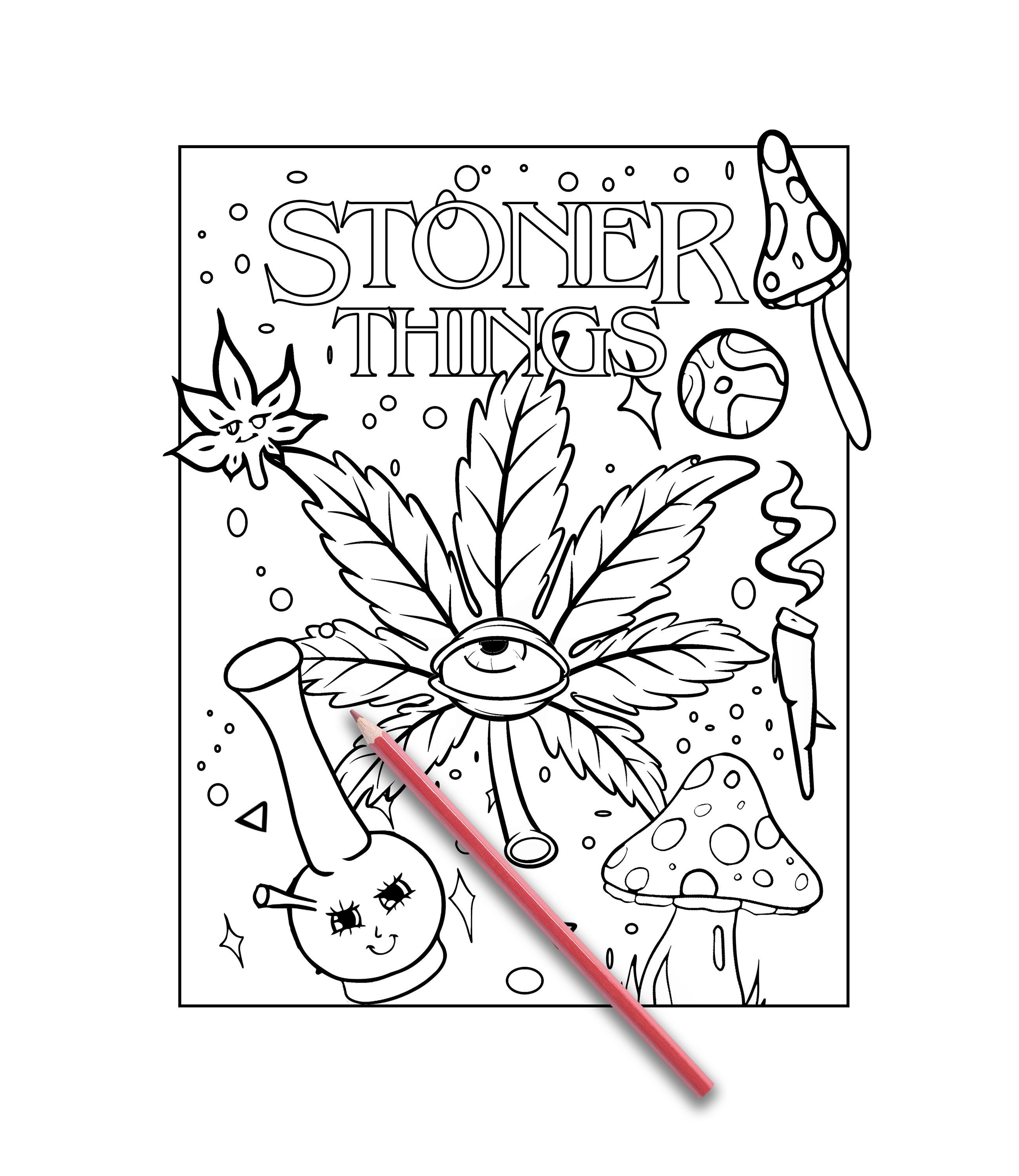 Stoner Coloring Page Colouring Page For Adults Stoner Etsy