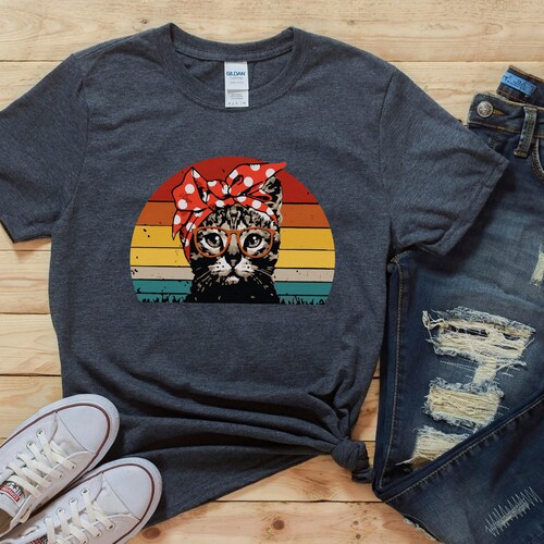 Retro Cat Shirt Cute Cat Shirt Animal Lover Gift Funny Cat - Etsy