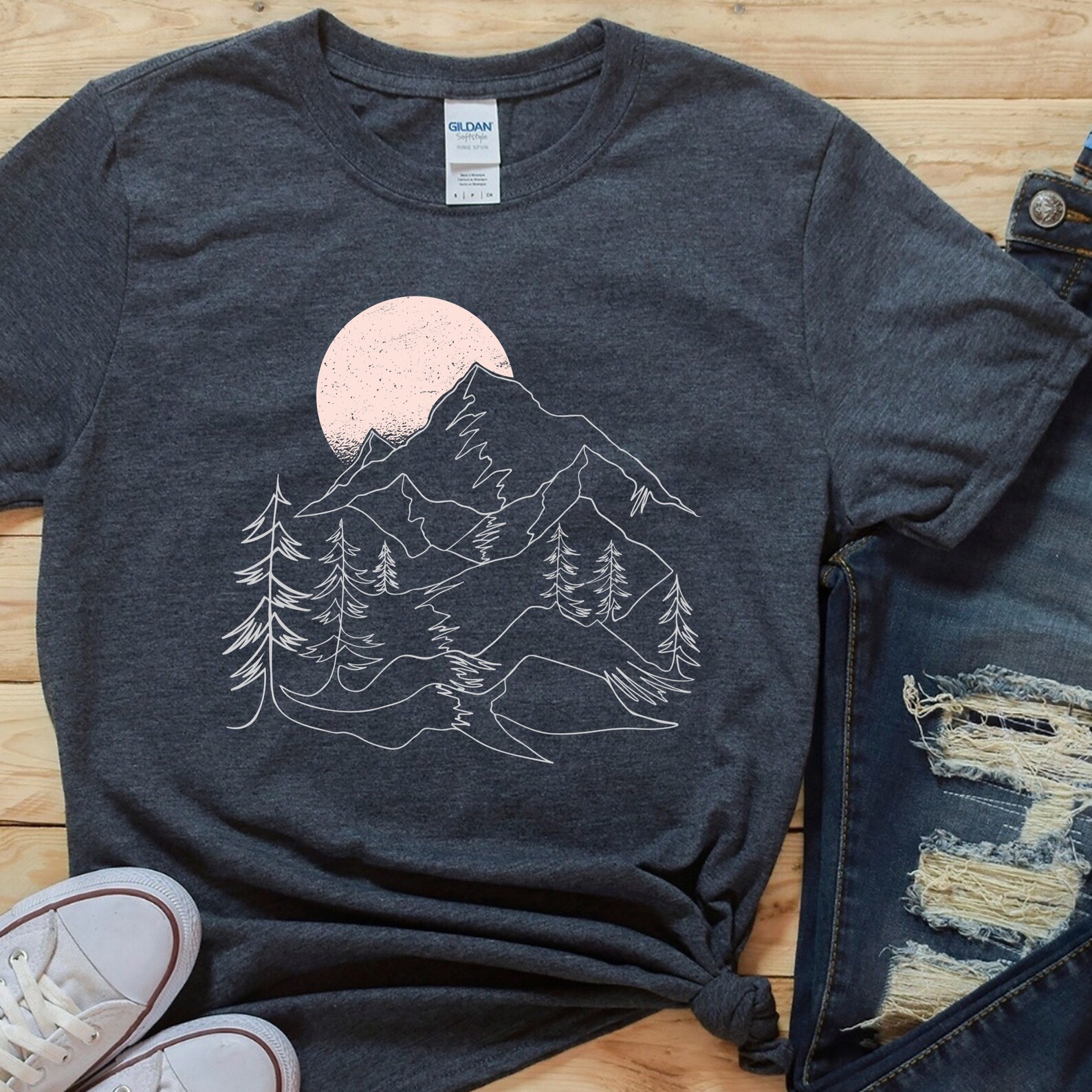 The Mountains Are Calling Mountains Tee T-shirt Hiking Shirt - Etsy