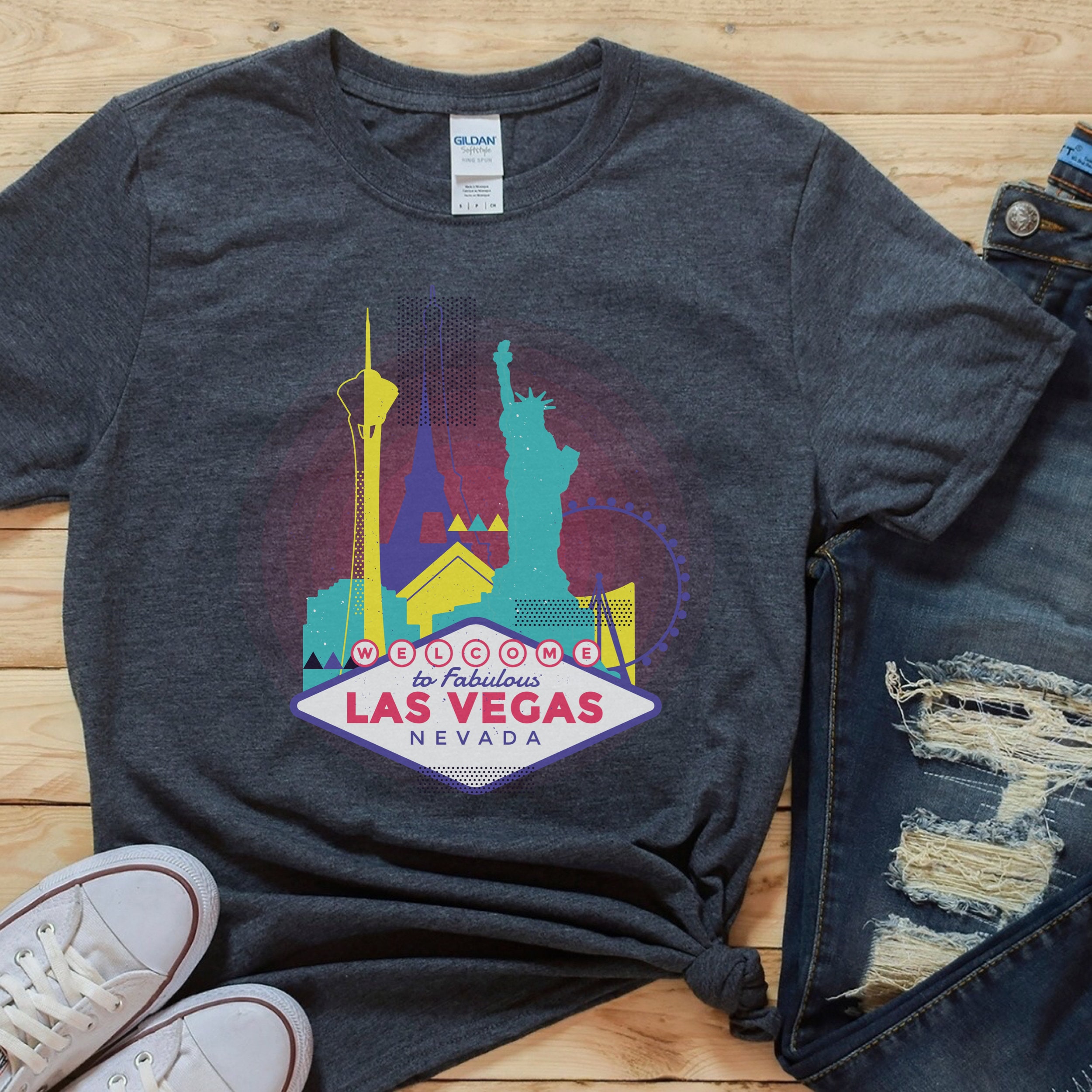 Las Vegas Shirt Las Vegas skyline tshirt Las Vegas Nevada Etsy