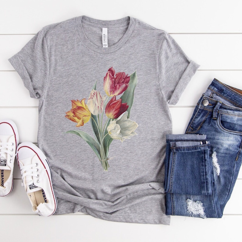 Tulip Shirt Botanical Shirt Floral Botanical Tulips Boho Etsy