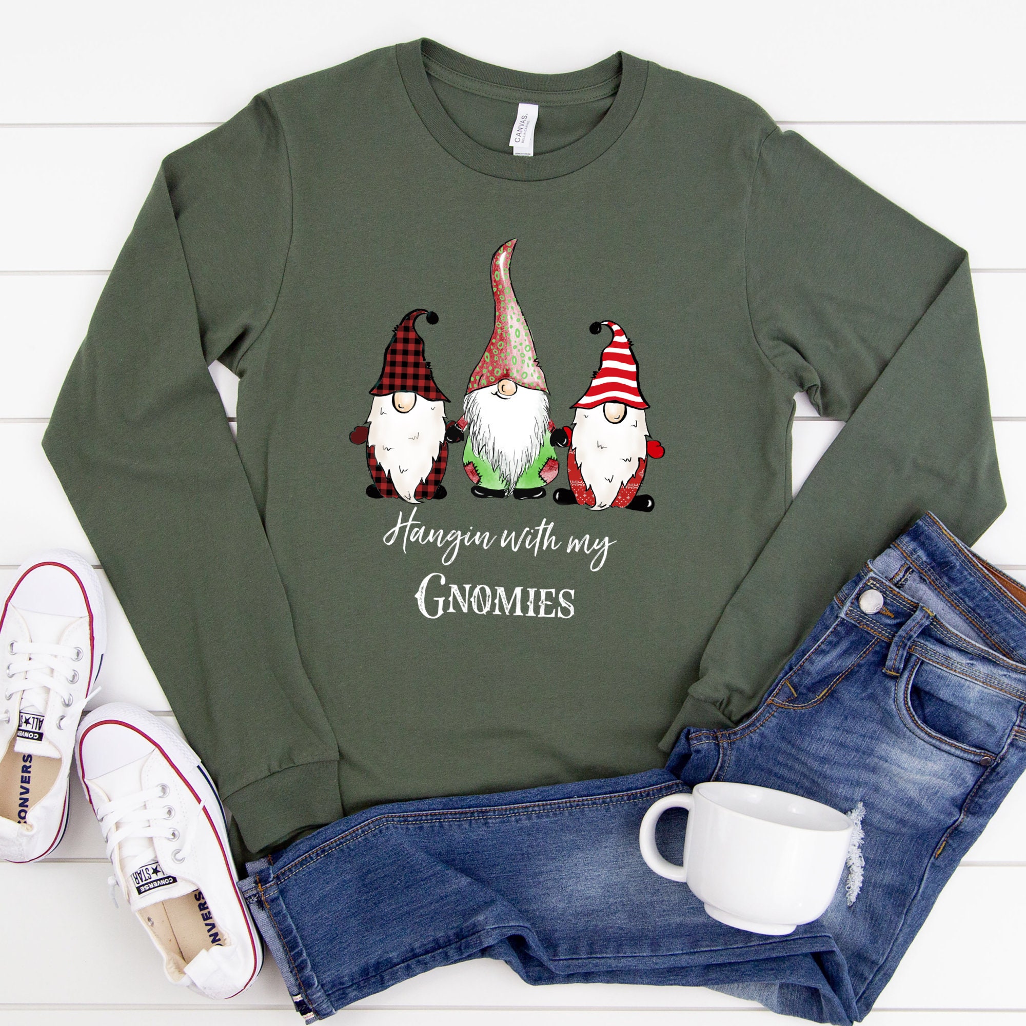 Merry Christmas Gnome Shirt Funny Holiday Gnome long sleeve Etsy