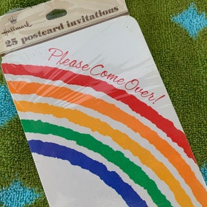 Sealed NOS vintage Rainbow Postcard Invitations « Please Come Over » vintage Party Invitations Pack de 25