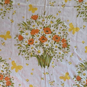 2 Piece Vintage Percale Twin Sheet Set Butterfly Print Flower Power Children&#39;s Fitted Sheet and Flat Sheet Morgan Jones Butterfly Poppy