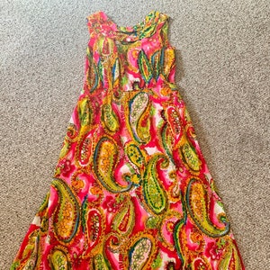 Stunning Vintage Maxi Dress Floral Paisley Pattern Psychedelic Vintage Dress Ja Na of Hawaii Sleeveless Tropical Hostess Dress