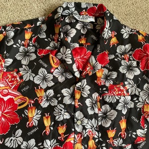 Vintage Hawaiian Shirt Hula Dancers Hibiscus Men&#39;s Hawaiian Shirt Hot Moves Hawaii L