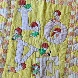 Sweet Vintage Baby Blanket Quilted Blanket Love Pastel Baby Blanket Unisex Baby Blanket Vintage Baby Blanket Mid Century Baby Gift