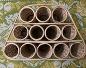 Vintage Bamboo and Rattan Wine Rack Bottle Storage Retro Boho Wicker Storage Basket