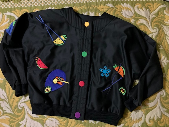 The Coolest! True Vintage Silk Jacket Silk Scapes Pop Art Fashion 