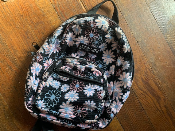 Vintage 90s Jansport Mini Backpack Corduroy Daisy