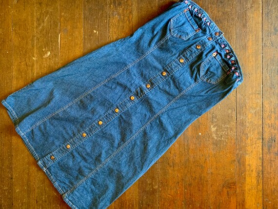 Buy Vintage 90s Style 00s Denim Dress Xsmall Small Embroidered Flowers  Tommy Jeans Bodycon Sleeveless Dress 90's Fashion Online in India - Etsy