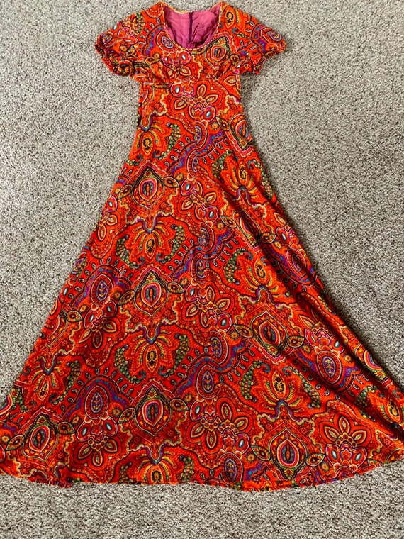 Gorgeous True Vintage Maxi Dress Psychedelic Print Maxi Dress Boho Maxi  Dress Prairie Cottagecore XXS XS Juniors Dress Groovy Paisley Print - Etsy