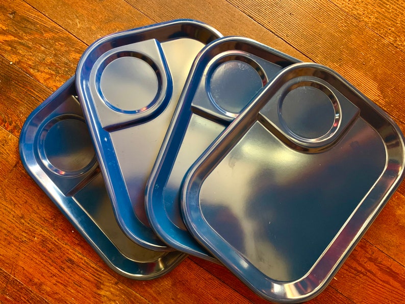 Dark Blue Vintage Rubbermaid TV Tray Divided Tray Dinner Tray Etsy