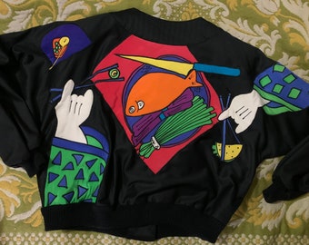 The Coolest! True Vintage Silk Jacket Silk Scapes Pop Art