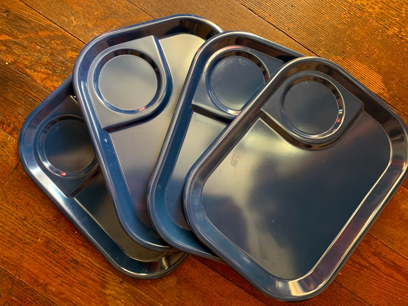 Dark Blue Vintage Rubbermaid TV Tray Divided Tray Dinner Tray Etsy