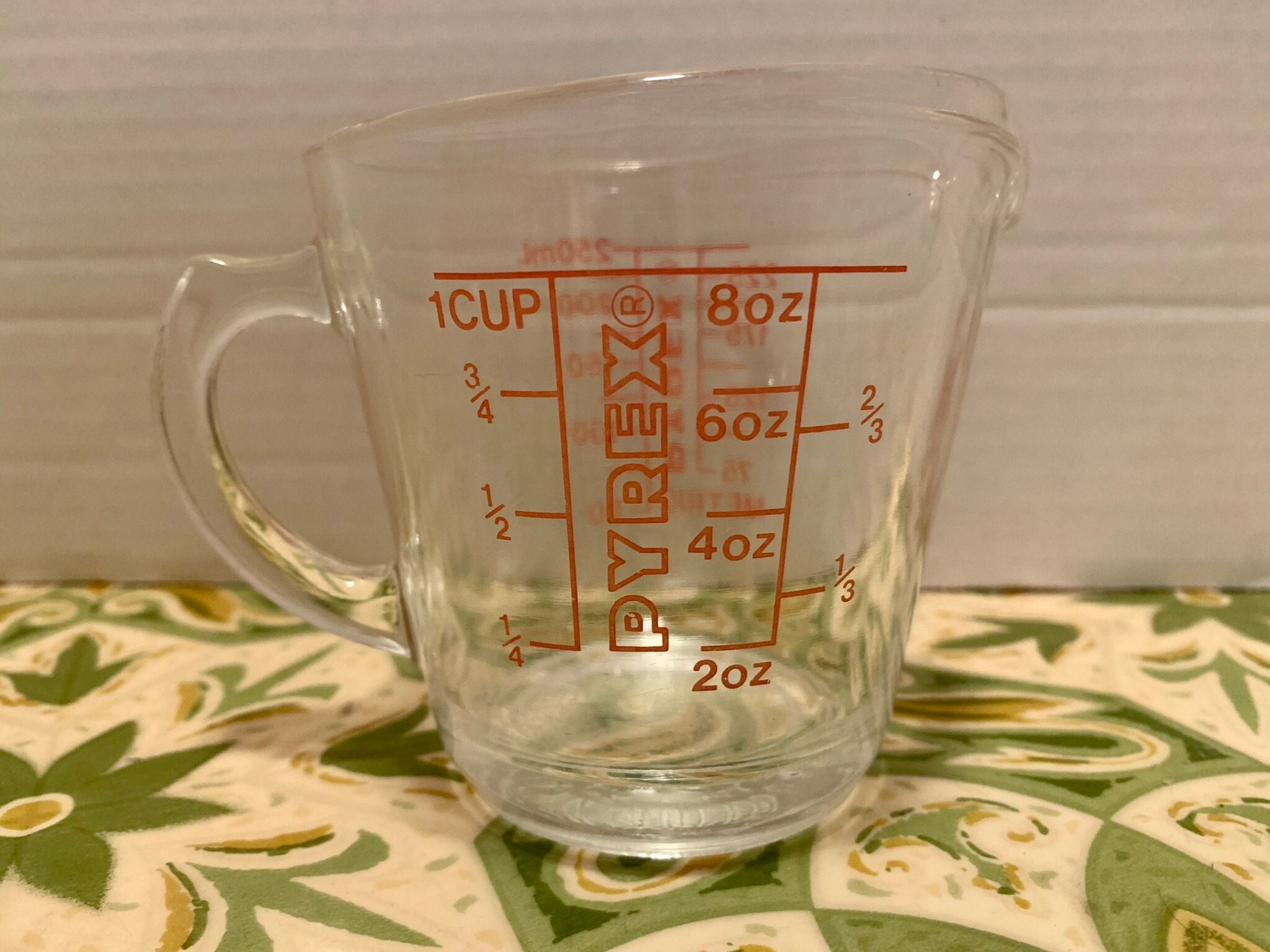 Vintage Pyrex 1 Cup 8Oz 250ML Clear Glass Red Lettering Measuring