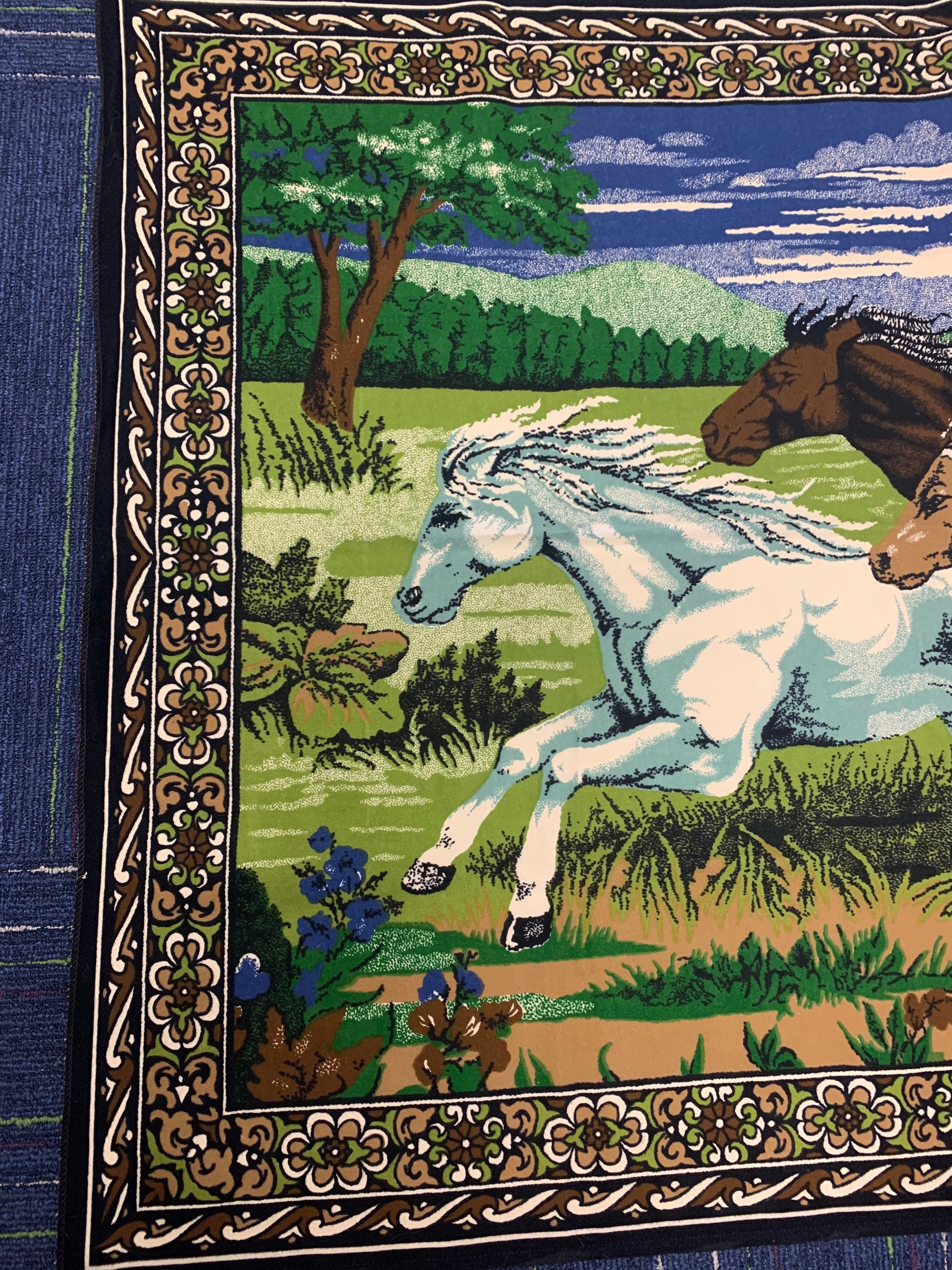 Giant Vintage Horse Tapestry Wall Hanging Vintage Geometric Etsy