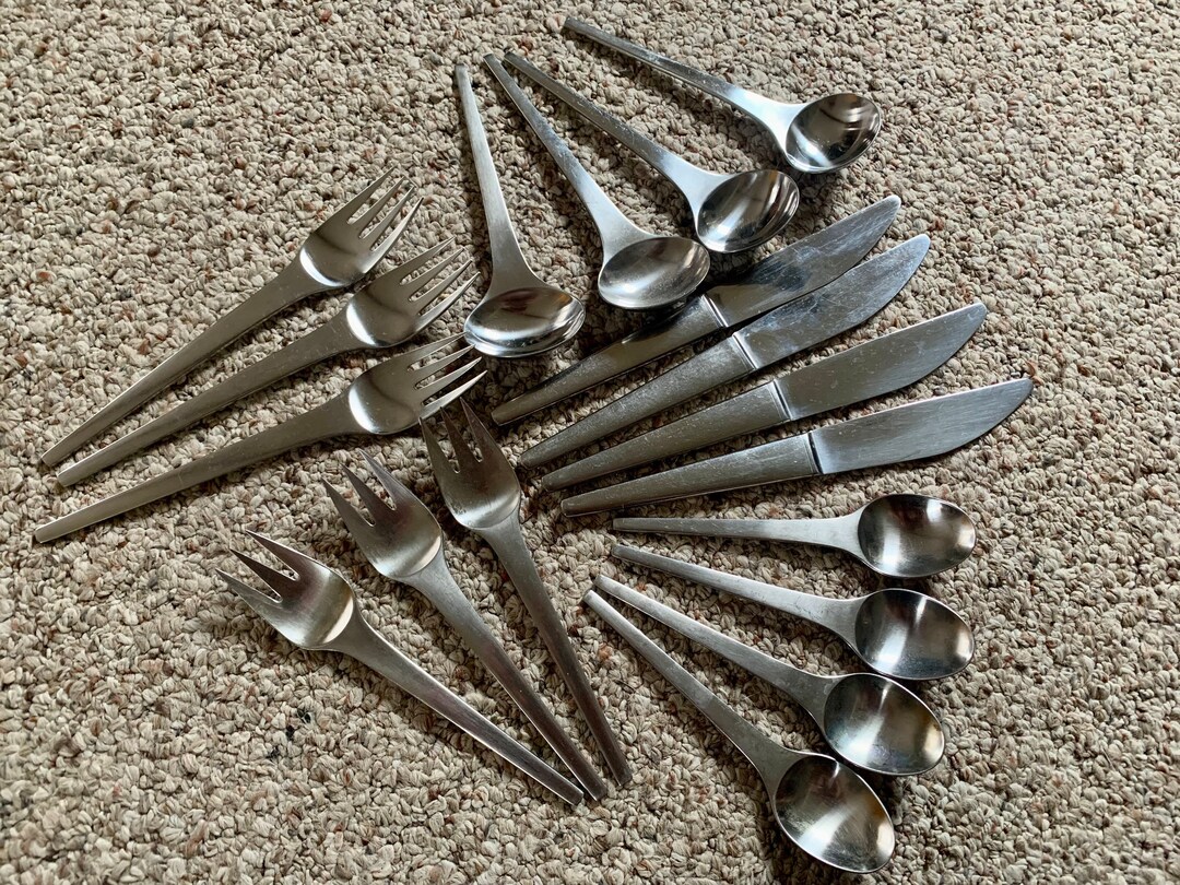 Rare 18 Piece Jensen Caravel Stainless Flatware Set Etsy