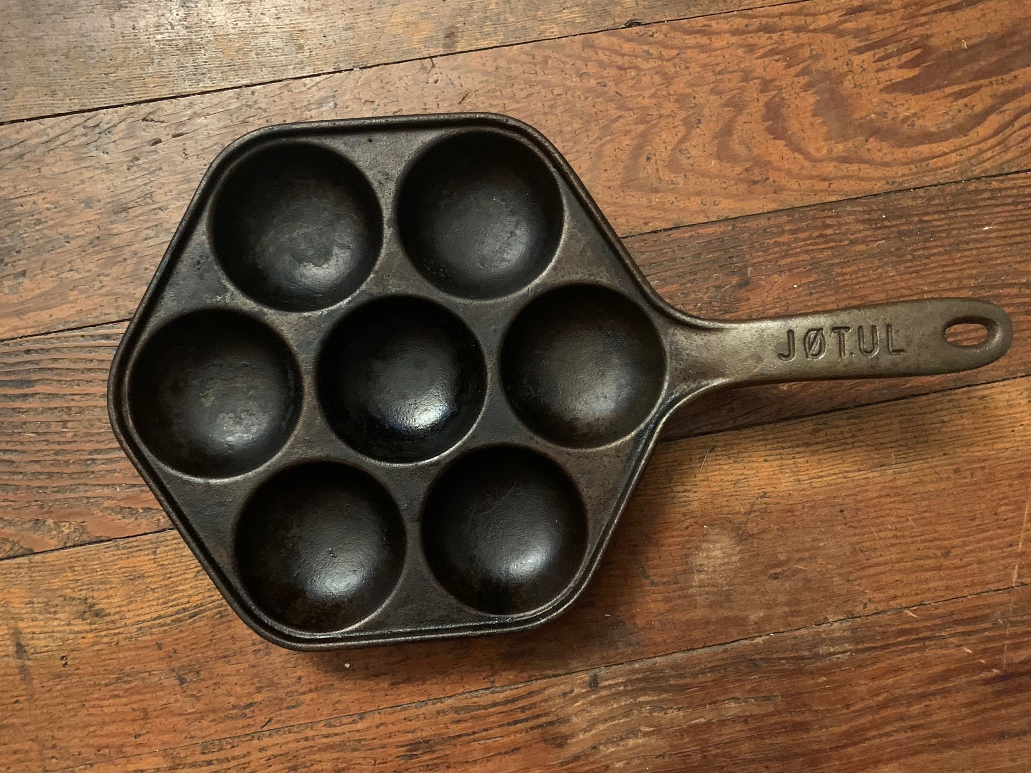 Vintage Cast Iron Jotul Aebleskiver Pan Made in Norway 