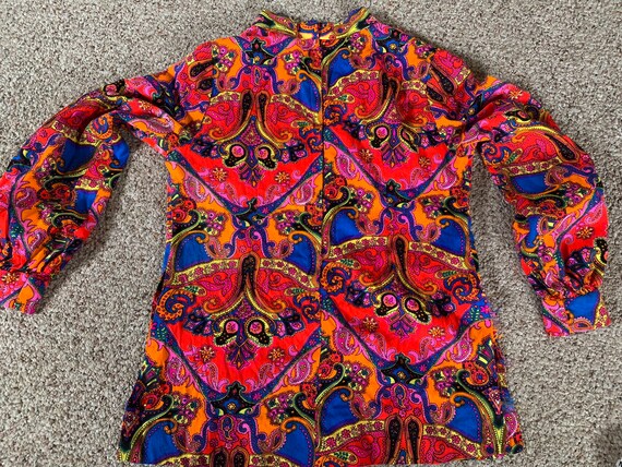 Groovy True Vintage 60s Psychedelic Blouse Psyche… - image 3