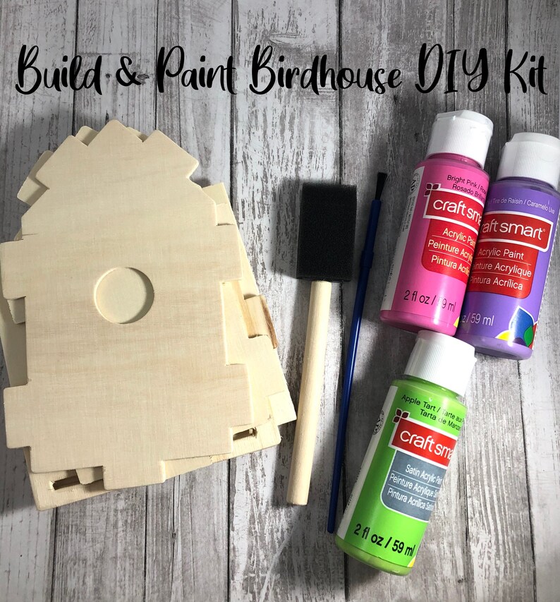 Build & Paint a Birdhouse Craft Kit Outside Garden Yard Etsy