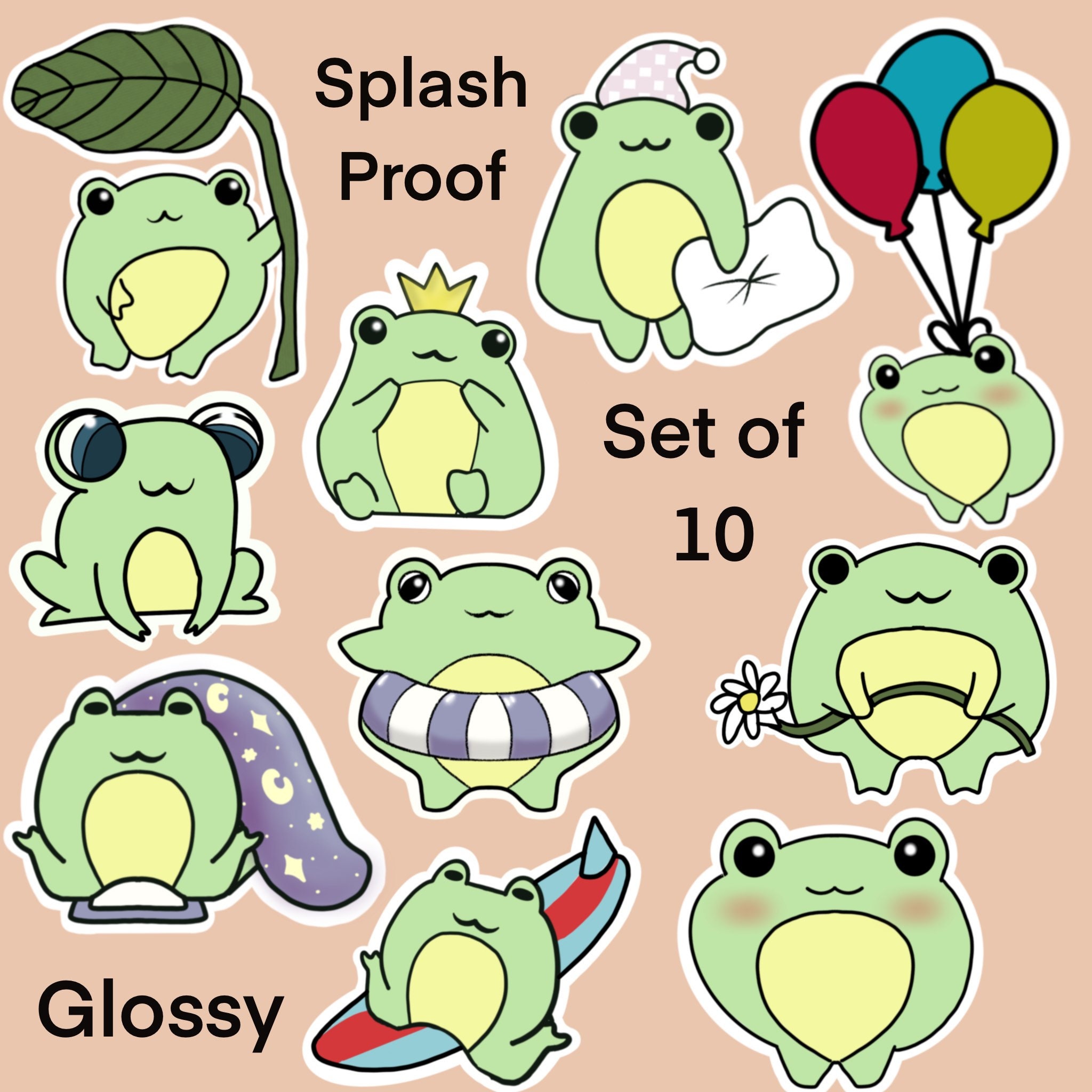 Frog Stickers Cute Frog Sticker Set Sticker Pack Glossy Etsy Frog Stickers Cute Frog Sticker Set Sticker Pack Glossy Etsy