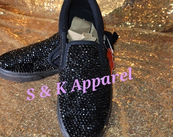 black glitter vans womens