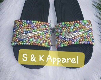 nike rhinestone slides
