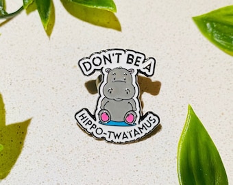 Hippo-twat-amus - funny pin badge