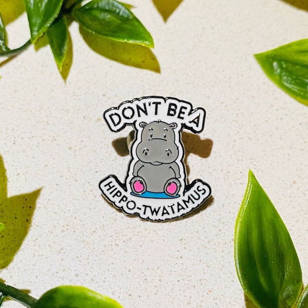 Hippo-twat-amus - funny pin badge