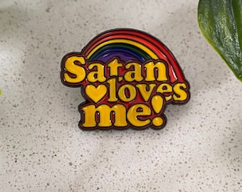 Satan Loves Me - funny pin badge