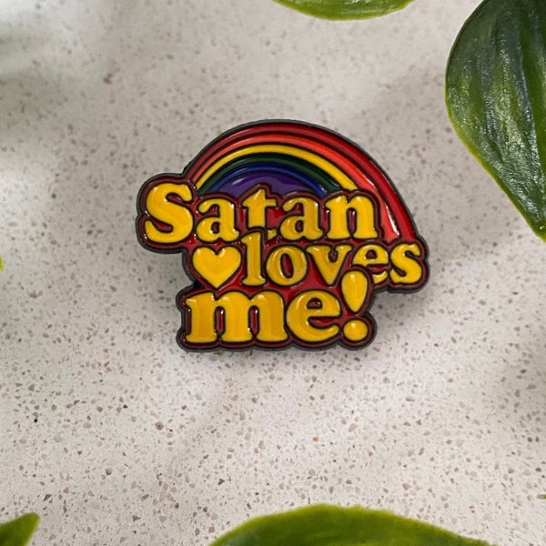 Satan Loves Me - funny pin badge