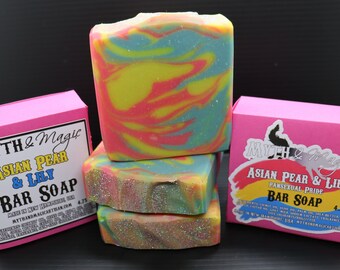 Pansexual Pride Swirled Flag Pear and Lily Shea Butter Soap Bar