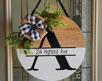 Wood sign with address