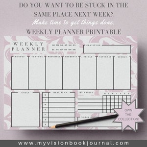 Pianificatore settimanale di visione stampabile - Download istantaneo - Lettera USA
