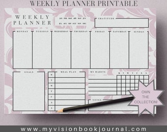 Weekly Vision Planner Printable - Instant Download - US Letter