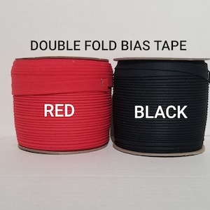 Double Fold Bias Tape, Red Double Fold Bias Tape, Black Double Fold Bias Tape, Bias Tape Double Fold, 1/2 Double Fold Bias Tape image 1