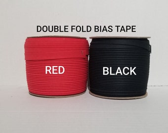 Double Fold Bias Tape, Red Double Fold Bias Tape, Black Double Fold Bias Tape, Bias Tape Double Fold, 1/2" Double Fold Bias Tape